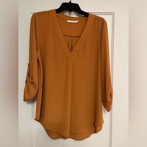 Chic V-Neck Blouse in Mustard